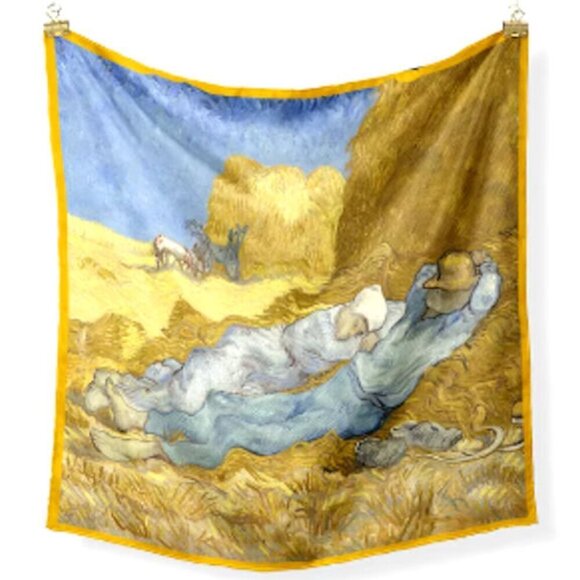 Van Gogh The siesta (after Millet) - 100% Silk Square Scarf NEW - Picture 1 of 1